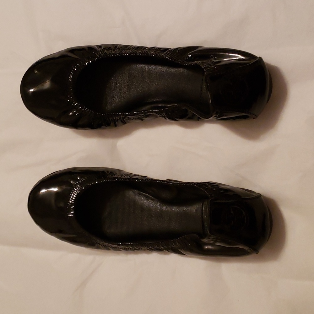 Tory Burch Travel Minnie Ballet Flats Black  Patent Leather Sz 6.5